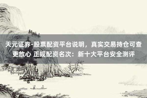 天元证券-股票配资平台说明，真实交易持仓可查更放心 正规配资名次：新十大平台安全测评