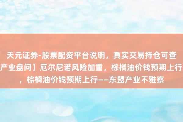 天元证券-股票配资平台说明，真实交易持仓可查更放心 【星河东盟产业盘问】厄尔尼诺风险加重，棕榈油价钱预期上行——东盟产业不雅察