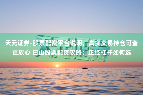 天元证券-股票配资平台说明，真实交易持仓可查更放心 白山股票配资攻略：正经杠杆如何选